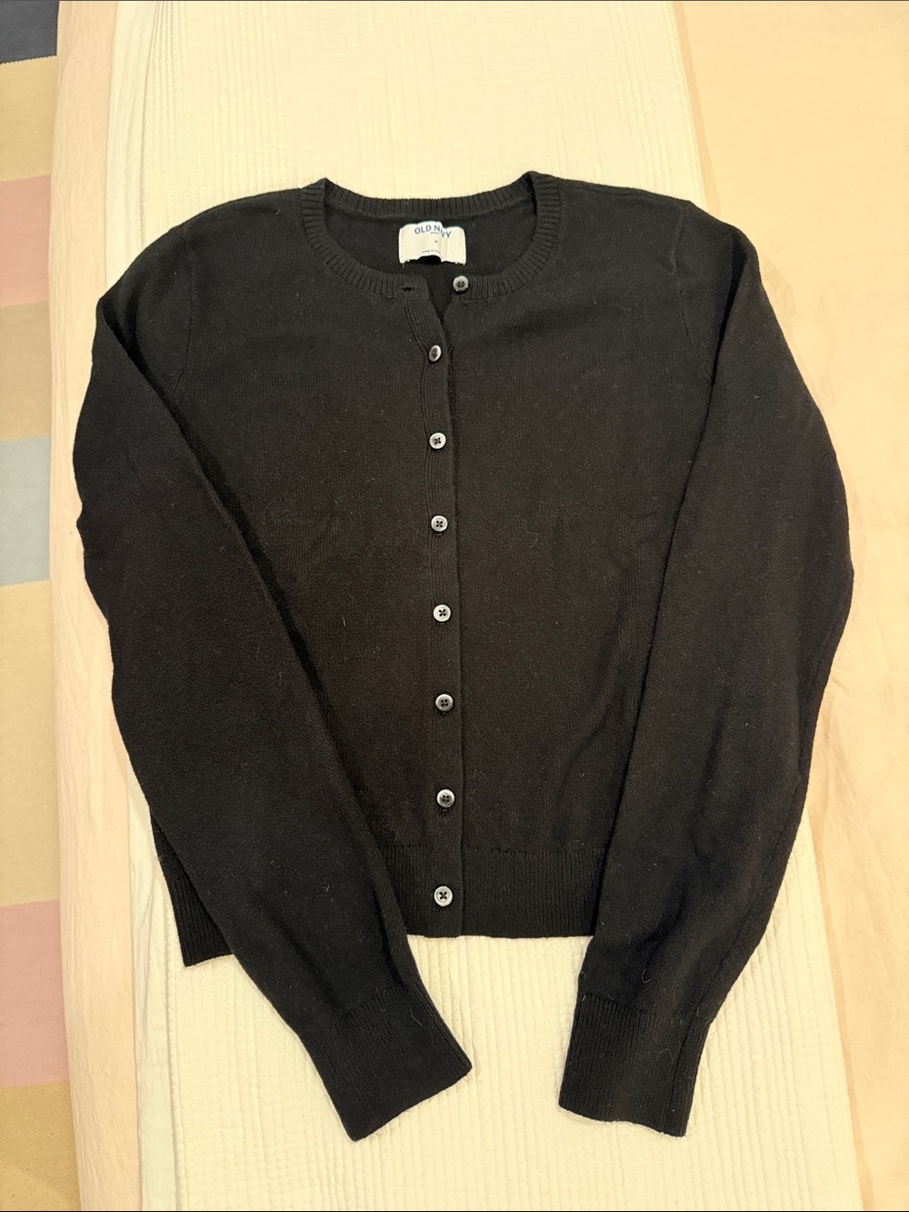 Old Navy Black Crewneck Button-Front Women's Cardigan